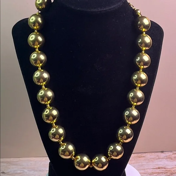 Vintage Gold Tone Chunky Beaded Statement Necklace Heavy - Picture 6 of 8